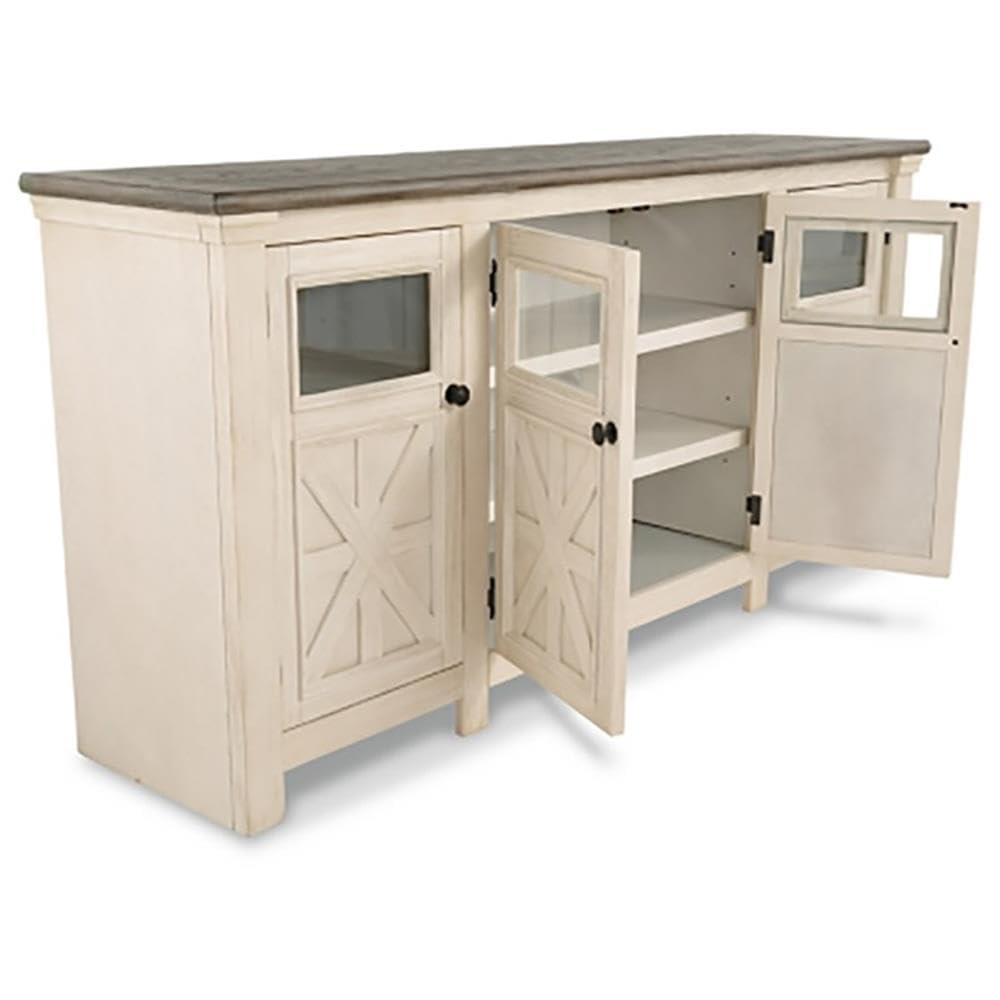 Extra Large Two-Tone Weathered Oak TV Stand U374479