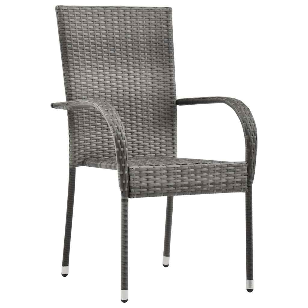 Grey 6 Pcs Poly Rattan Patio Dining Chairs P653