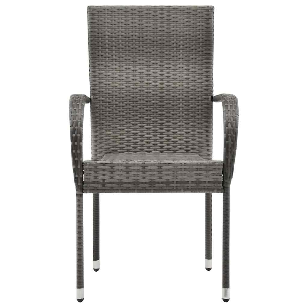 Grey 6 Pcs Poly Rattan Patio Dining Chairs P653