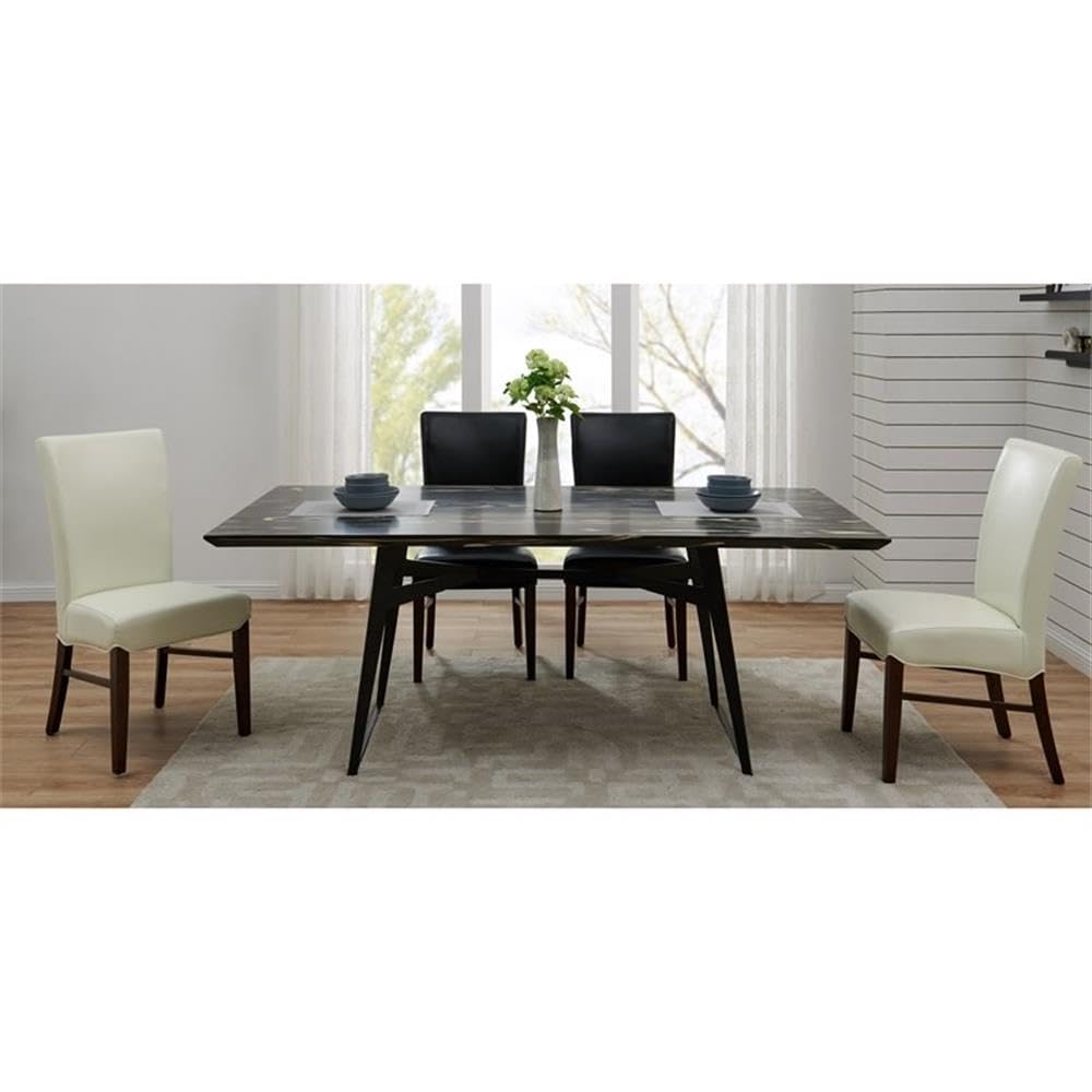 Black Bonded Leather Dining Chair Set of 2 R352