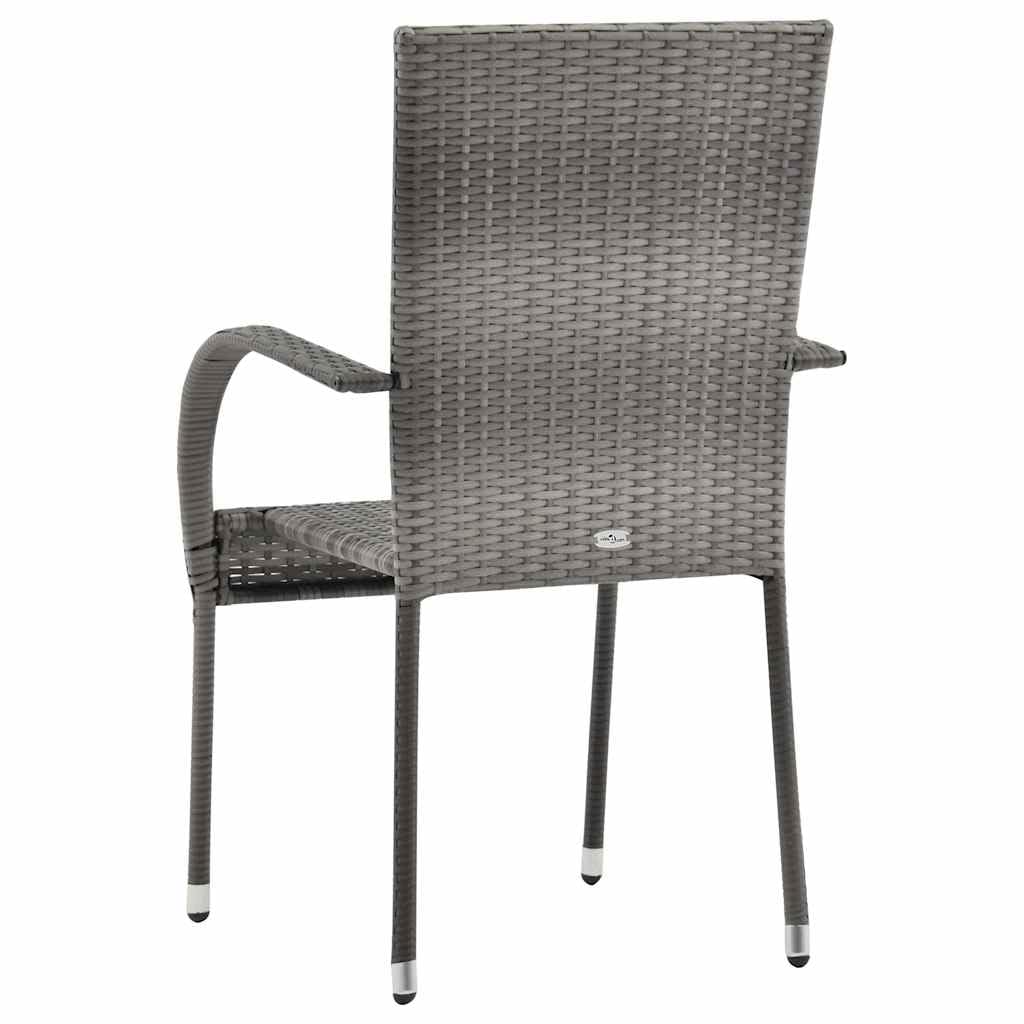 Grey 6 Pcs Poly Rattan Patio Dining Chairs P653
