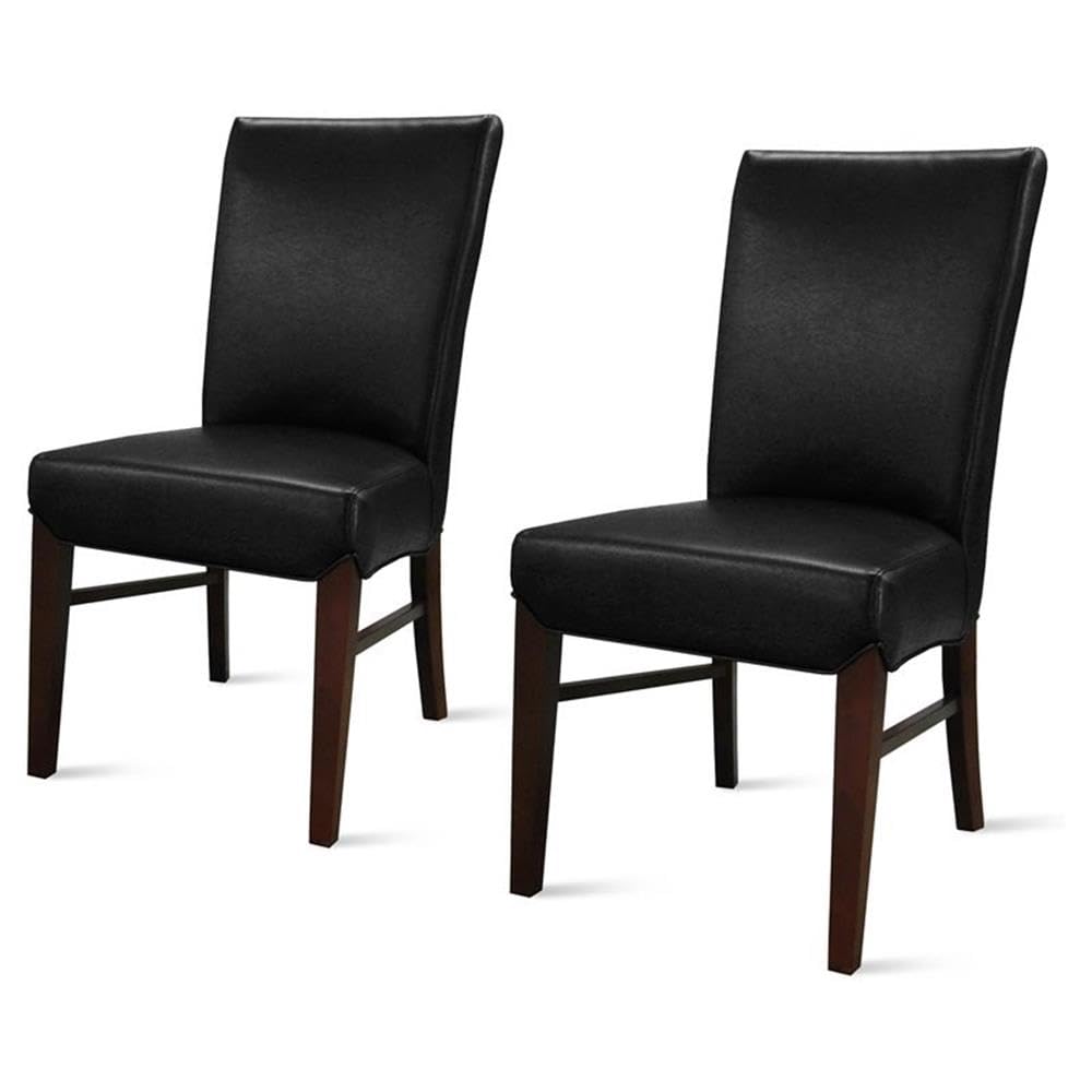 Black Bonded Leather Dining Chair Set of 2 R352