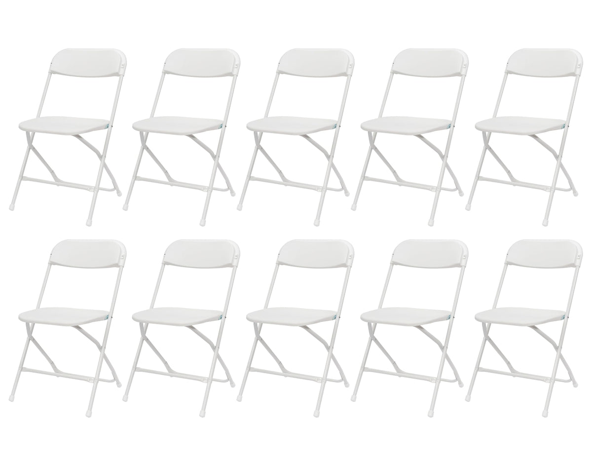White Plastic Folding Chairs, 10 Pack J396178