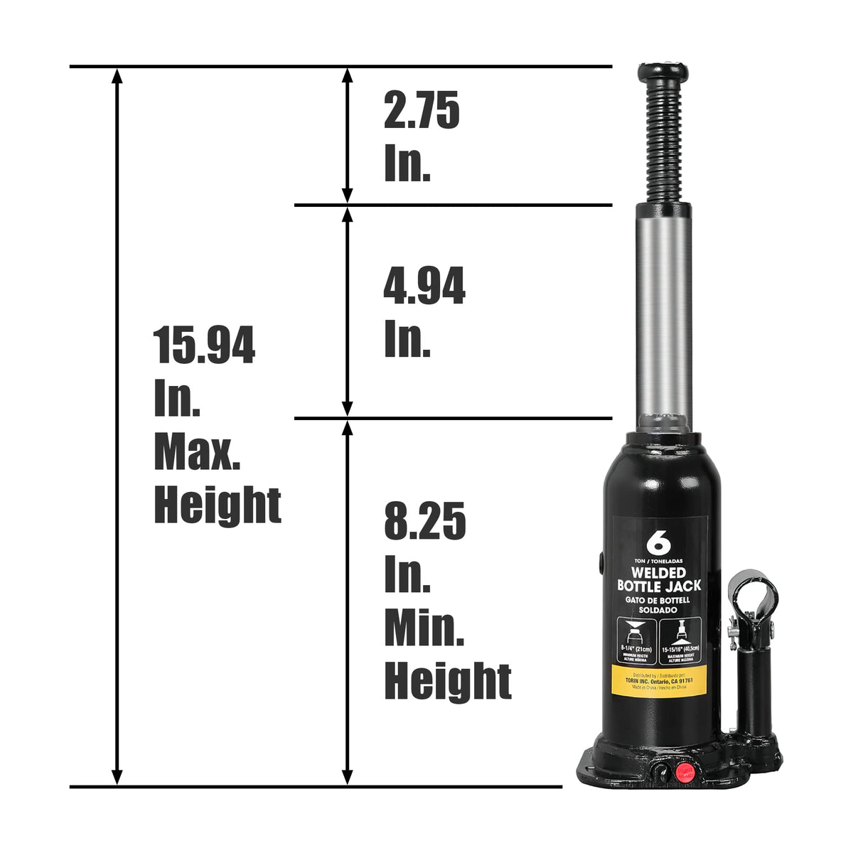 6 Ton Hydraulic Welded Bottle Jack N9612