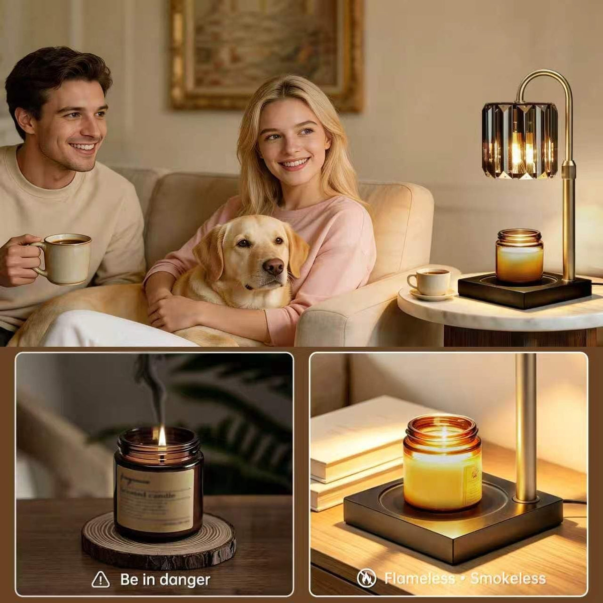 Black Dimmable Candle Warmer Lamp with Timer F5914