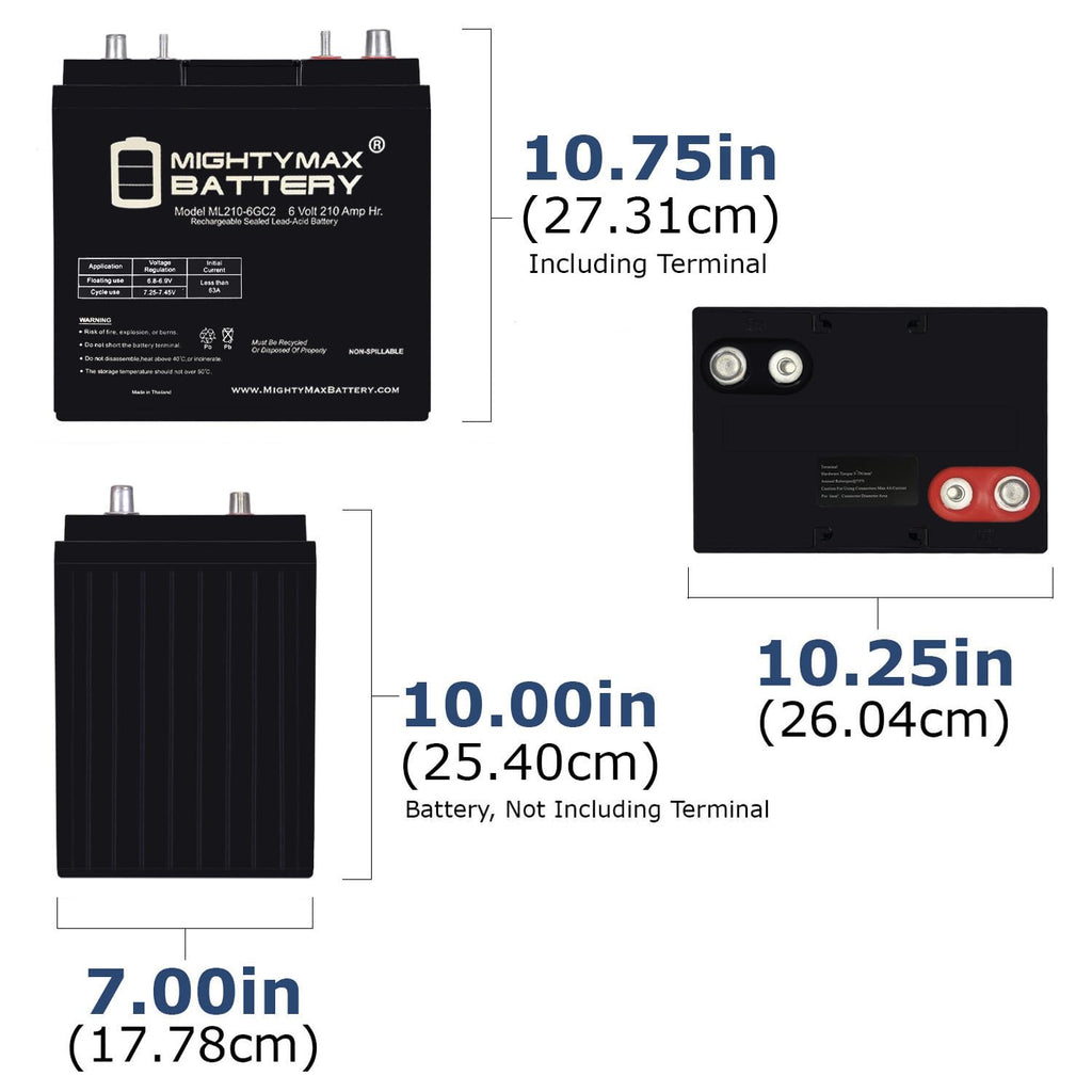6V 210AH Dual Terminal SLA Replacement Battery 4 Pack I14120