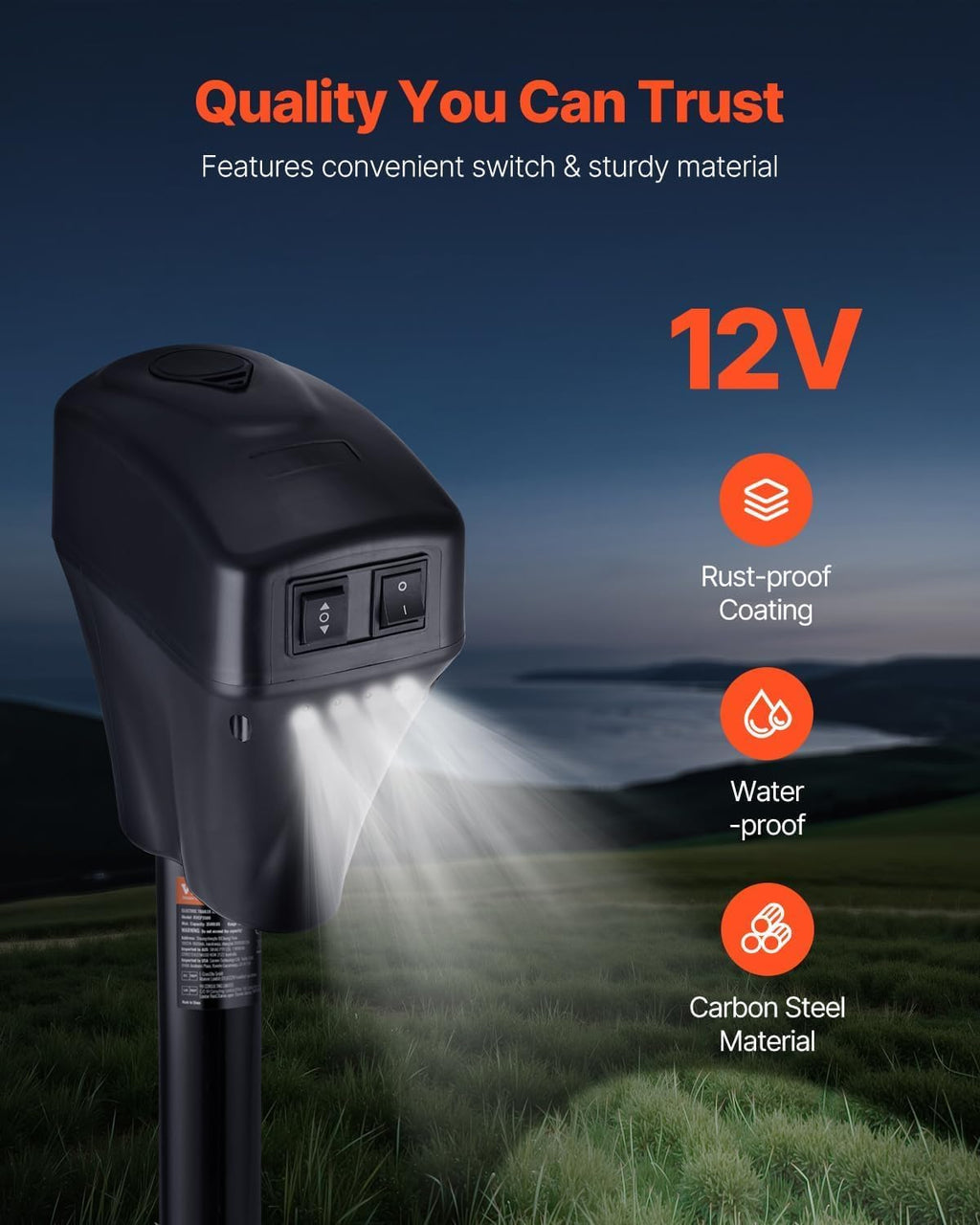 12v DC Electric Tongue Jack with Waterproof Cover M71130