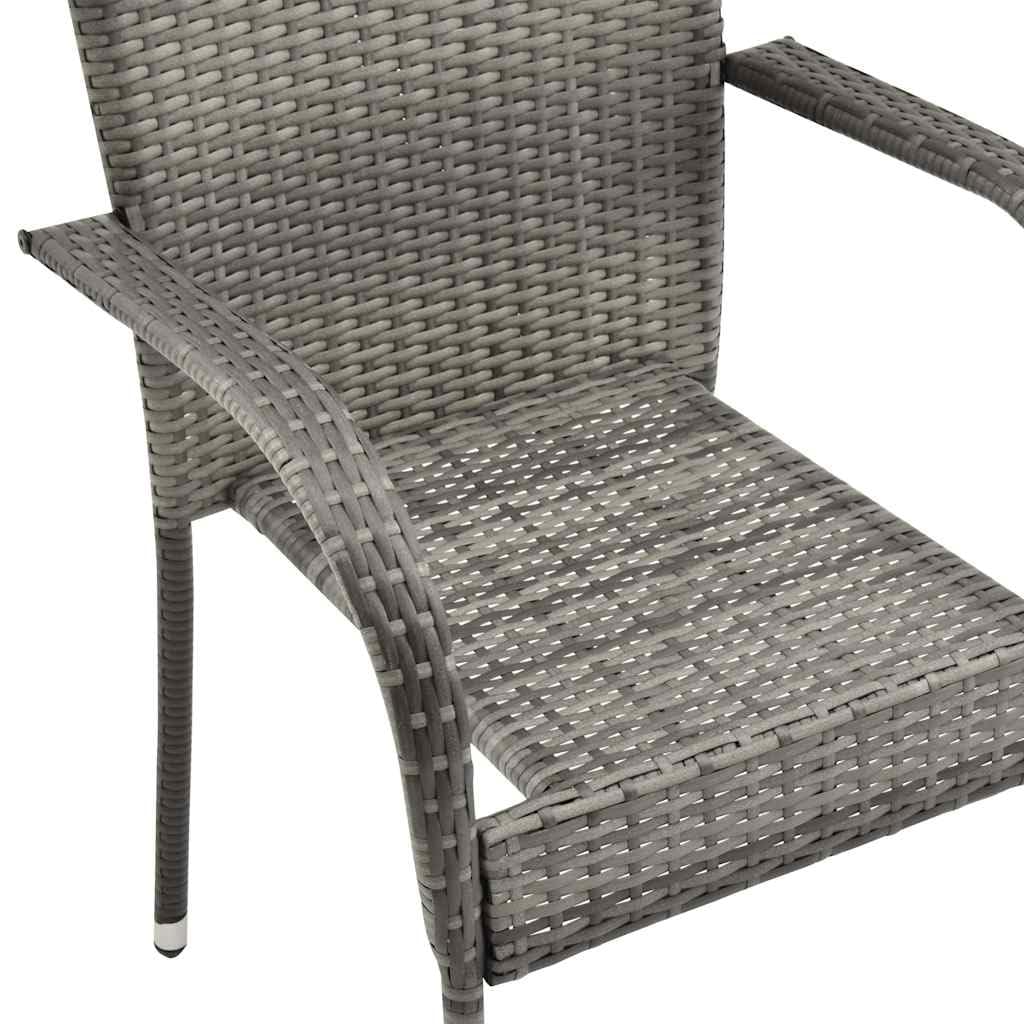 Grey 6 Pcs Poly Rattan Patio Dining Chairs P653