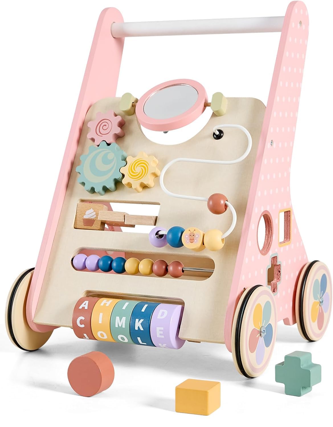 Pink Wooden Baby Walker W27336