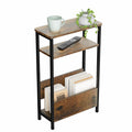 7.1" Narrow 3 Tier Side Table with Magazine Holder J123