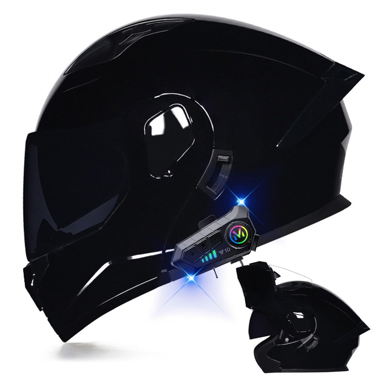 Modular Bluetooth Motorcycle Helmet DOT Approved Dual Visor Flip up H3491