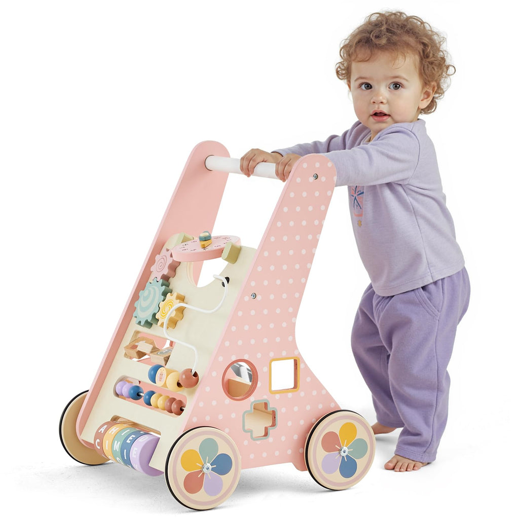 Pink Wooden Baby Walker W27336