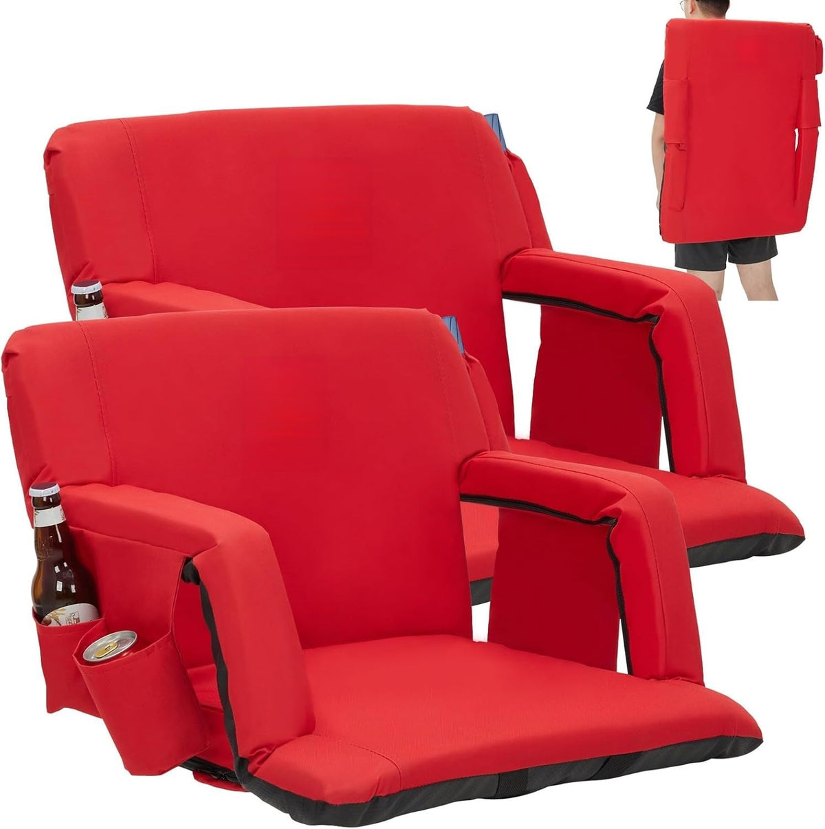 2 PCS Portable Folding Stadium Bleacher Chair L736065
