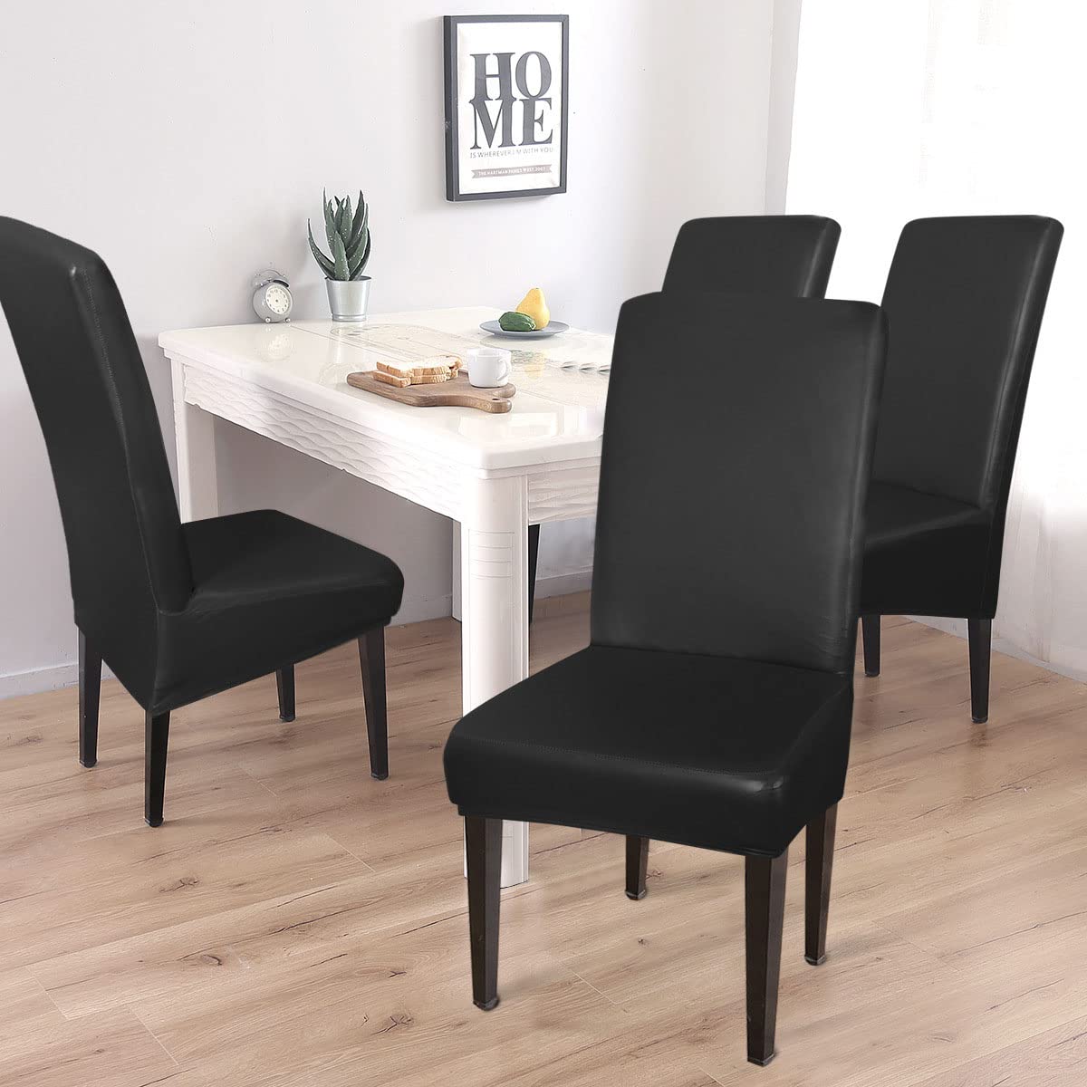 Pu Leather Waterproof Oilproof Stretch Dining Chair Covers 2 PCS L55645