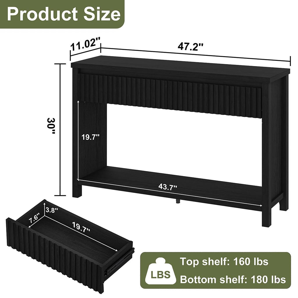 Black Wood Grain Console Table and 3 Tier Bookshelf Set N6045