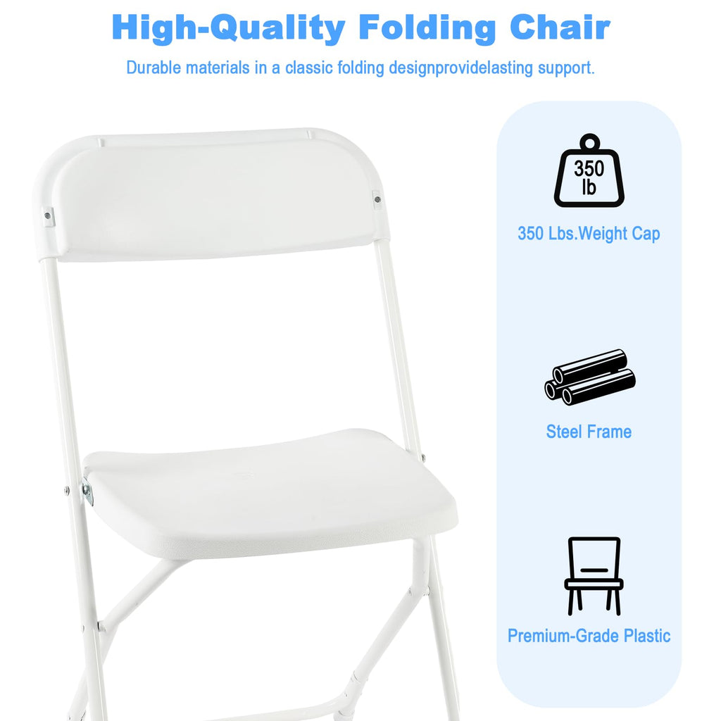 White Plastic Folding Chairs, 10 Pack J396178