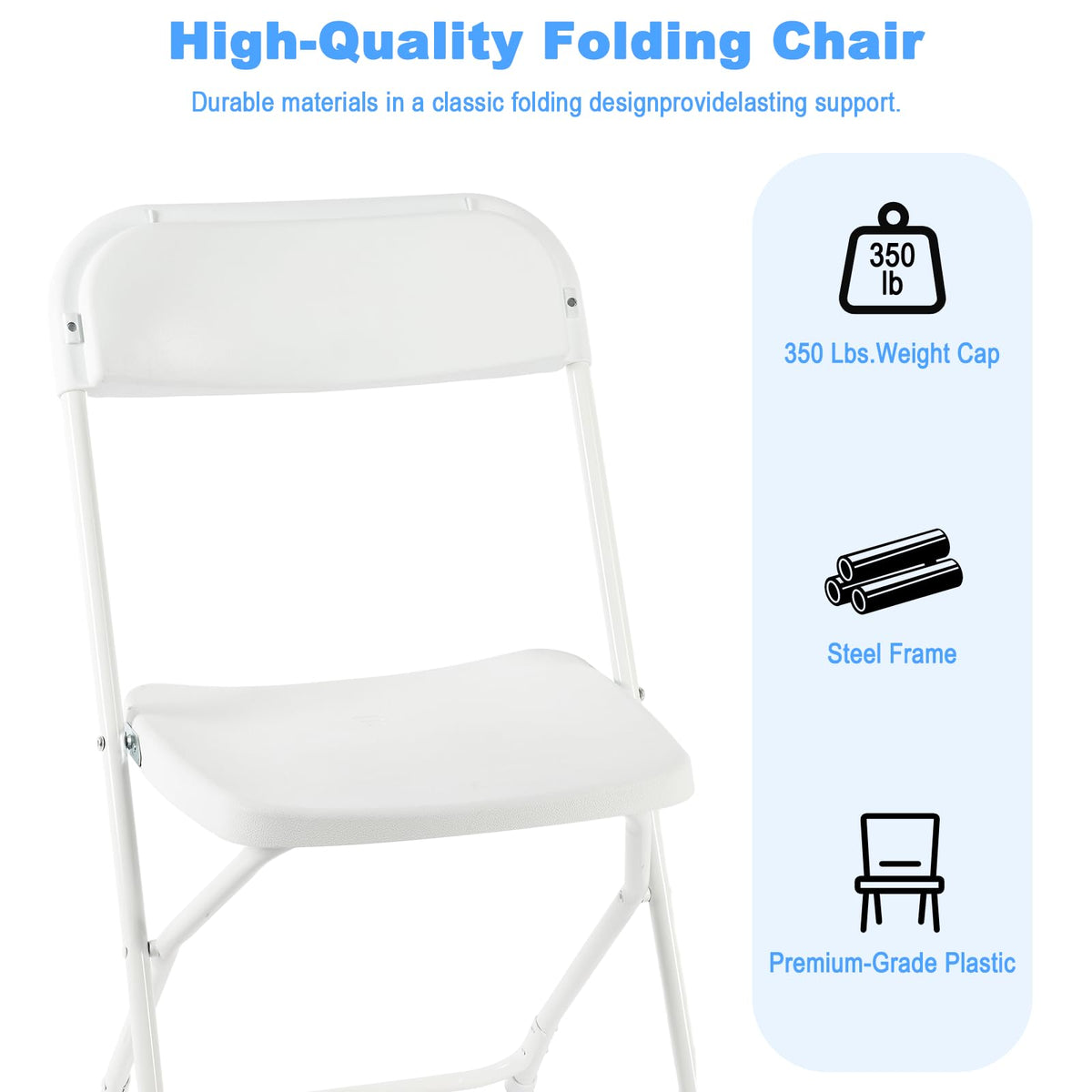 White Plastic Folding Chairs, 10 Pack J396178