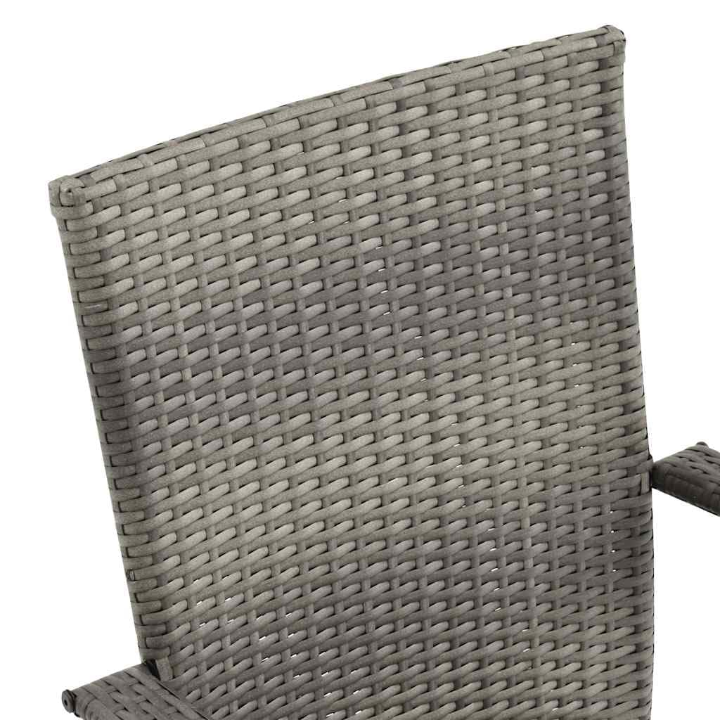 Grey 6 Pcs Poly Rattan Patio Dining Chairs P653