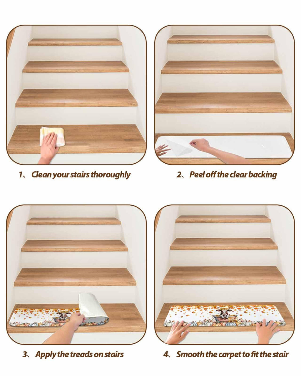 Fall Stair Treads, 4 Pack Non Slip Carpet 8x30 inch T997283