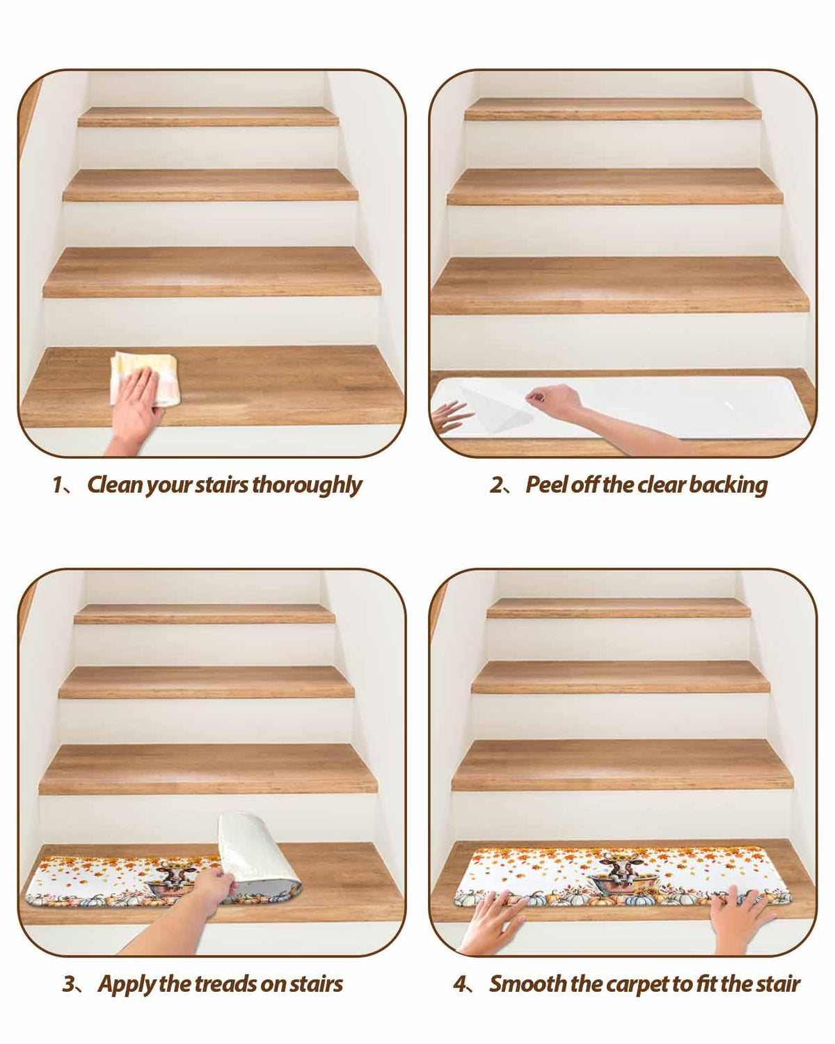 Fall Stair Treads, 4 Pack Non Slip Carpet 8x30 inch T997283
