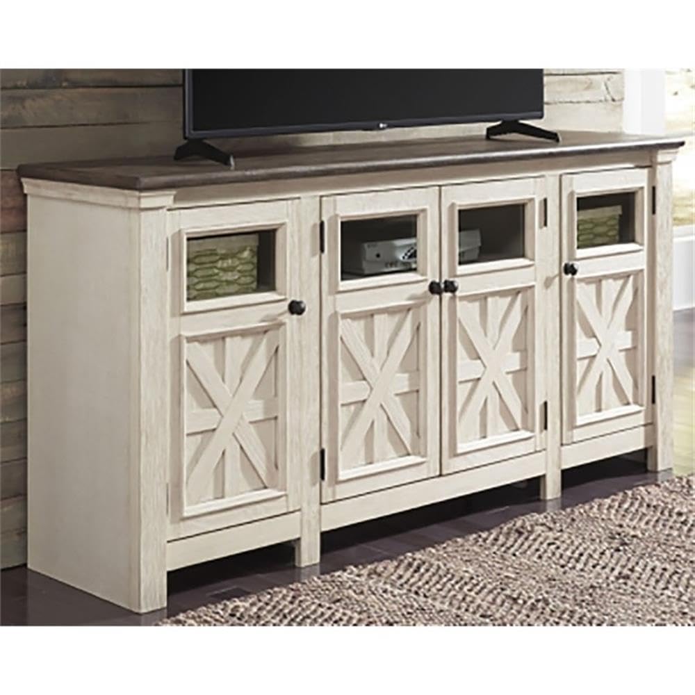 Extra Large Two-Tone Weathered Oak TV Stand U374479