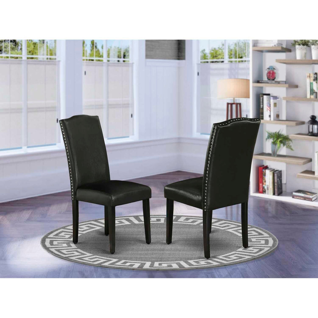 Black Faux Leather Dining Chairs Set of 2 P614