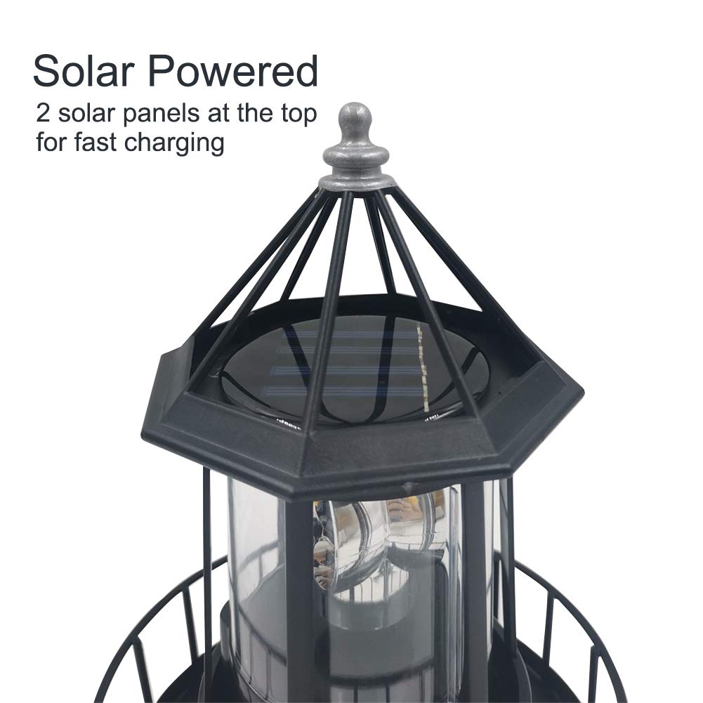 Solar Powered Lighthouse LED Rotating Waterproof Lawn Light I139