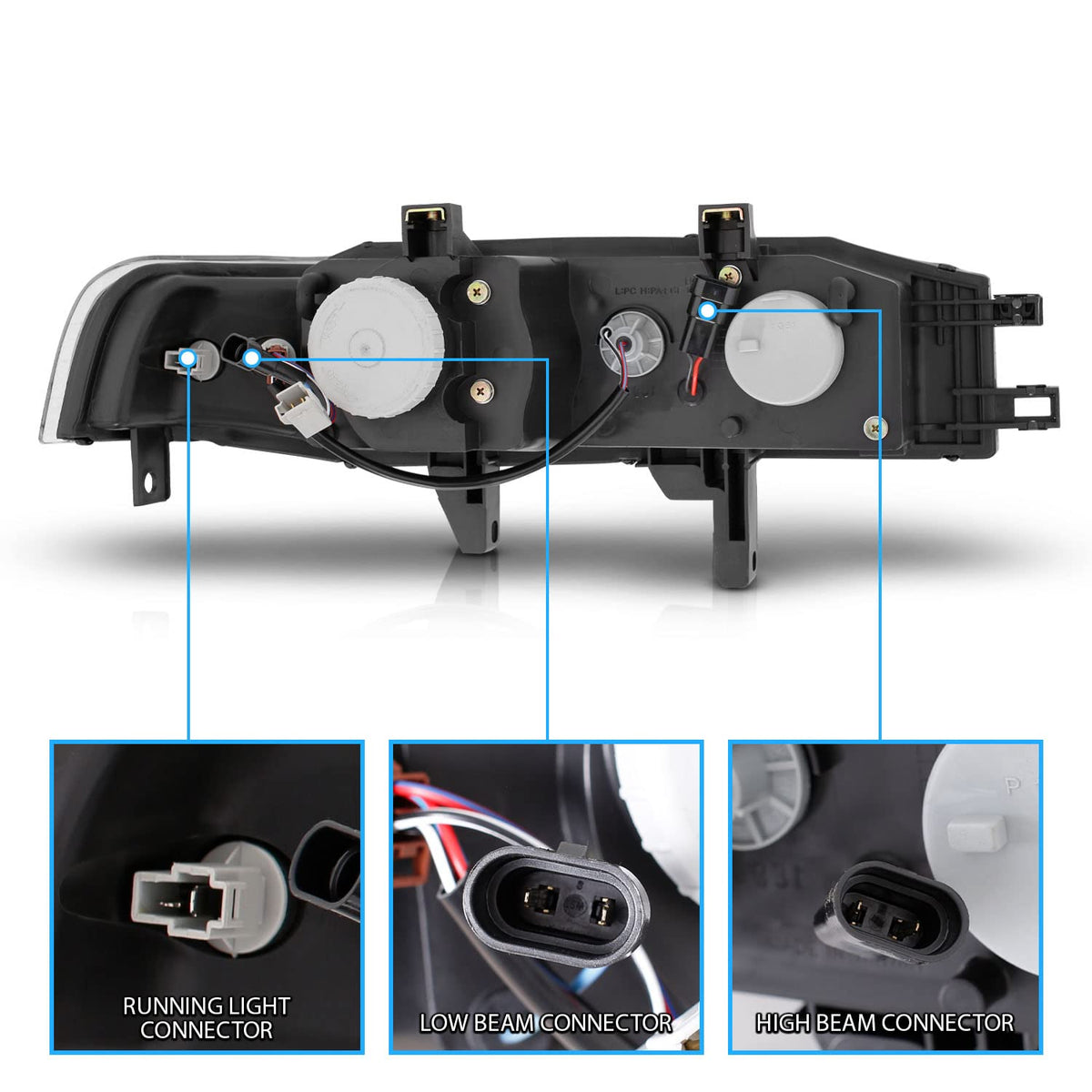 Black Replacement Projector Headlights Set G758