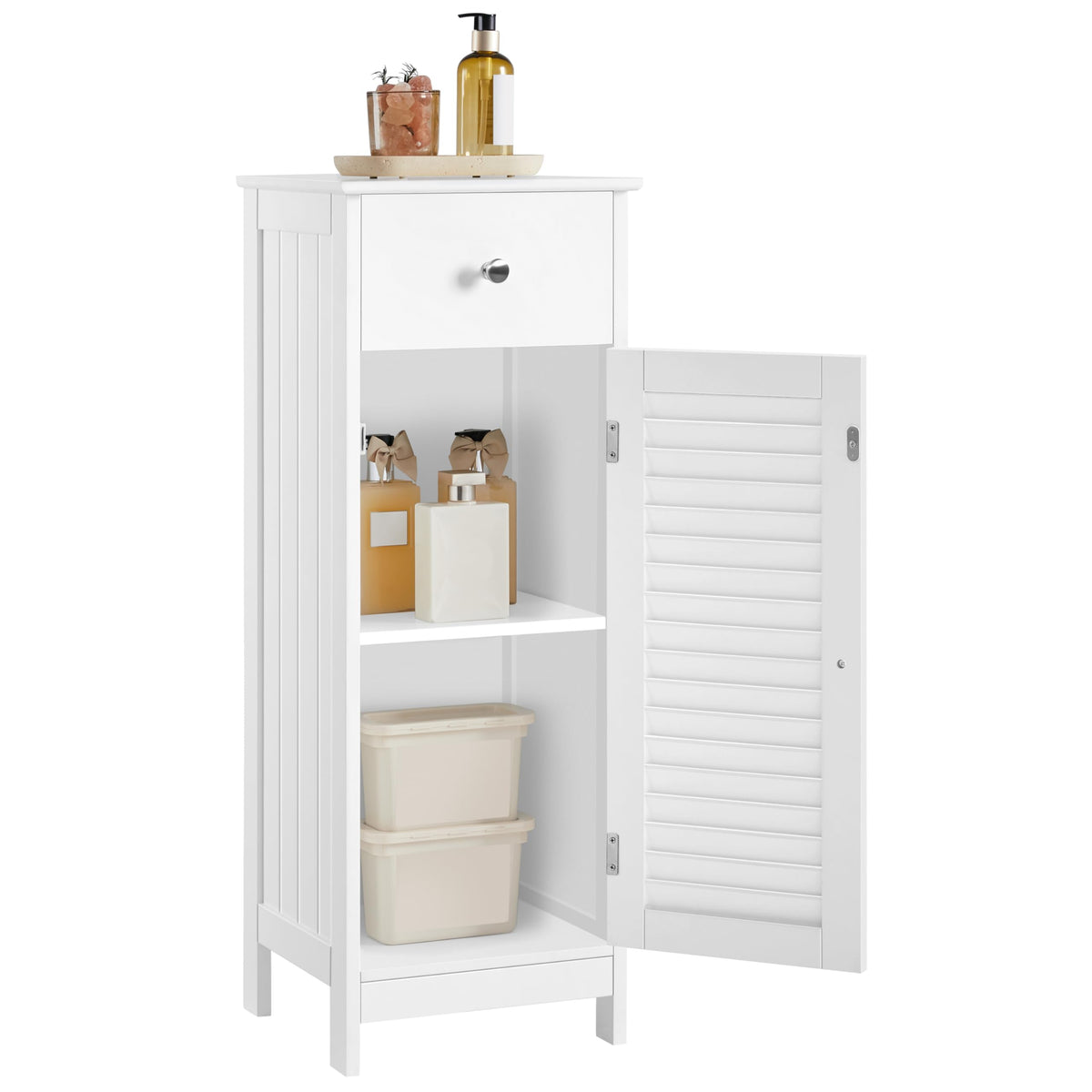White Bathroom Storage Cabinet with Drawer U264