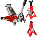 3 Ton Low Profile Aluminum and Steel Car Jack with Jack Stands, Red, 2 Pack D309
