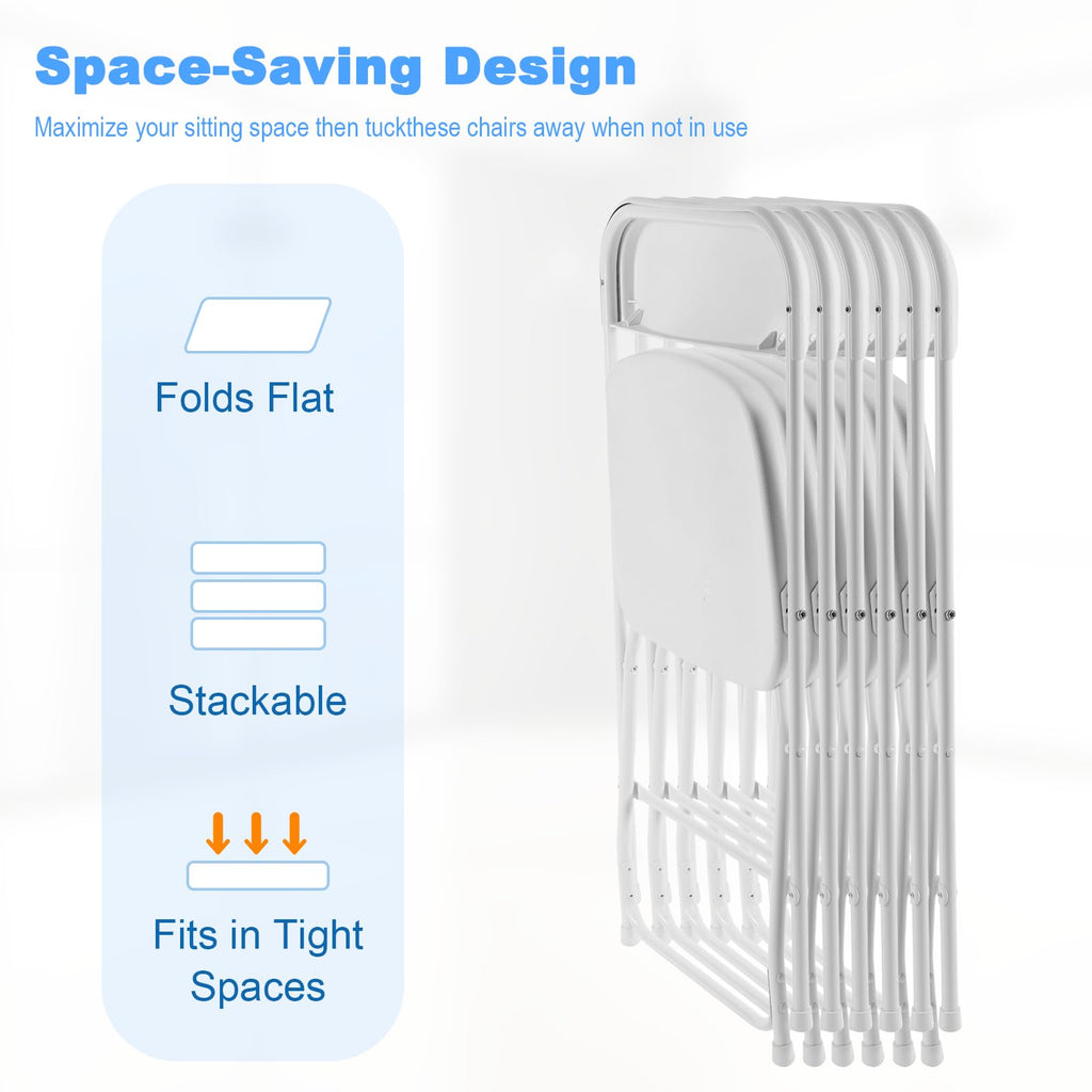 White Plastic Folding Chairs, 10 Pack J396178