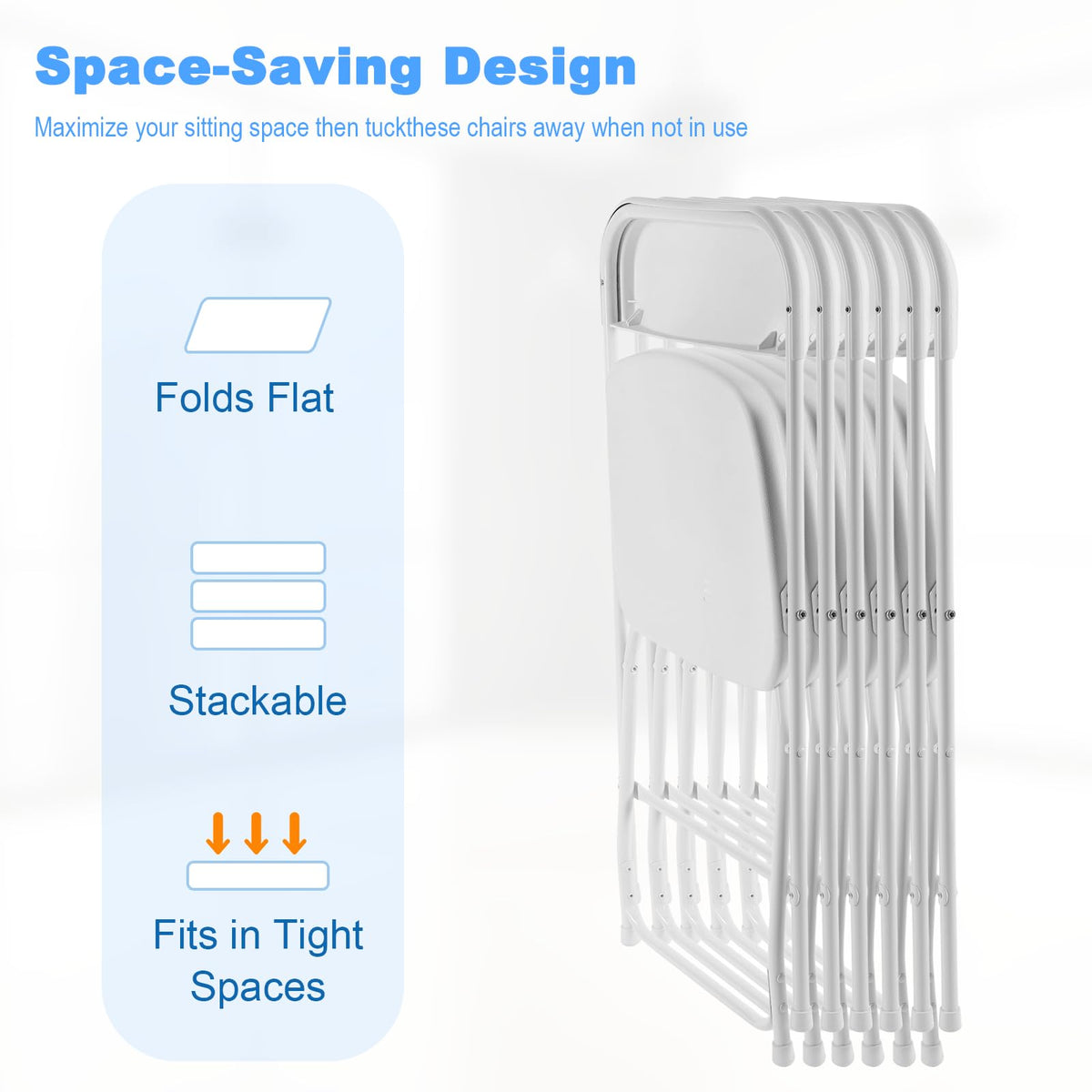 White Plastic Folding Chairs, 10 Pack J396178