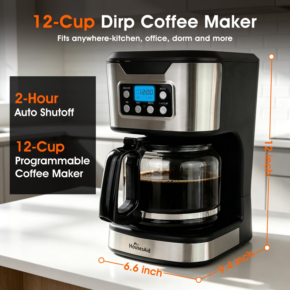 Black Stainless Steel Programmable Coffee Maker U370
