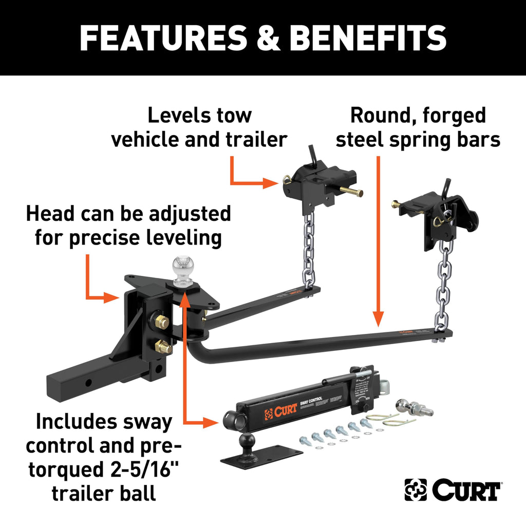 Round Bar Weight Distribution Hitch with Sway Control Q799