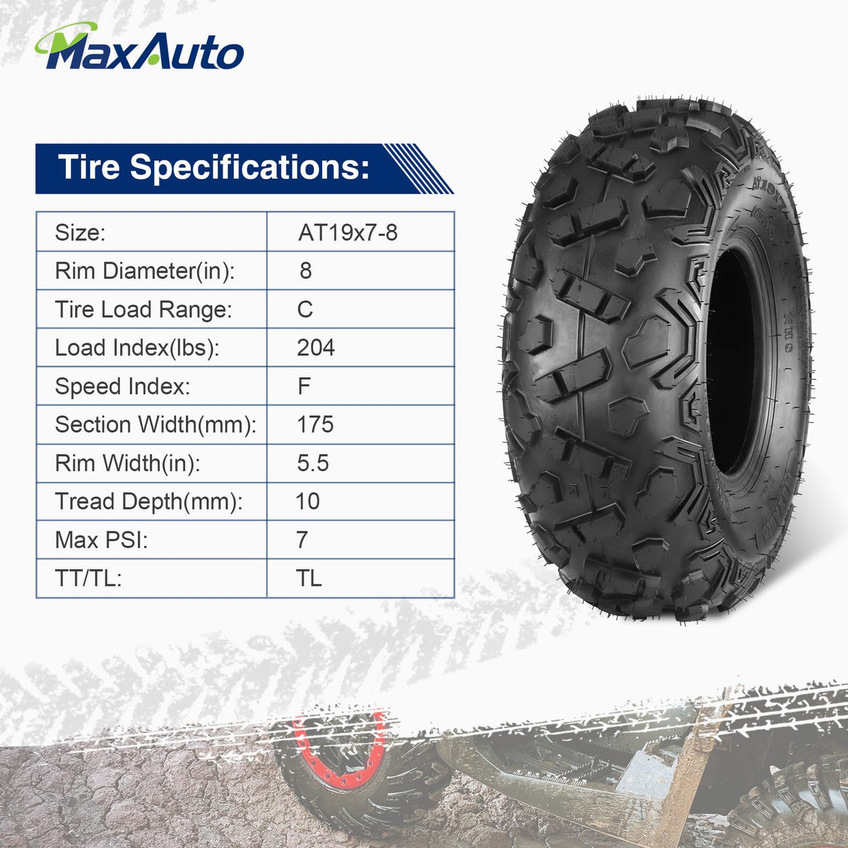 19x7-8 ATV Tires Set of 2 F92316
