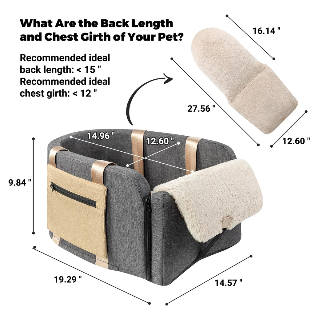 Center Console Dog Car Seat to 18lbs T482