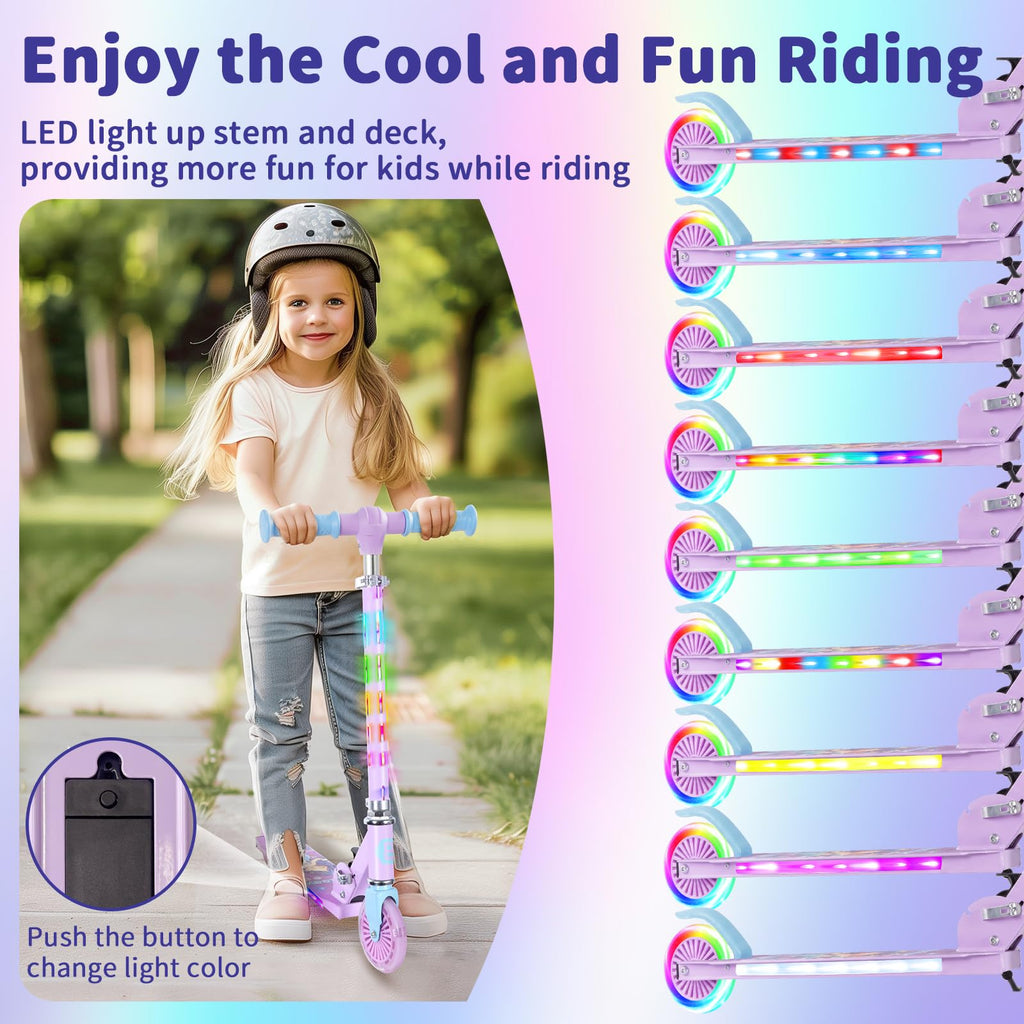 2 Wheel Folding Lightweight Kick Scooter with Light-Up Wheels V274056
