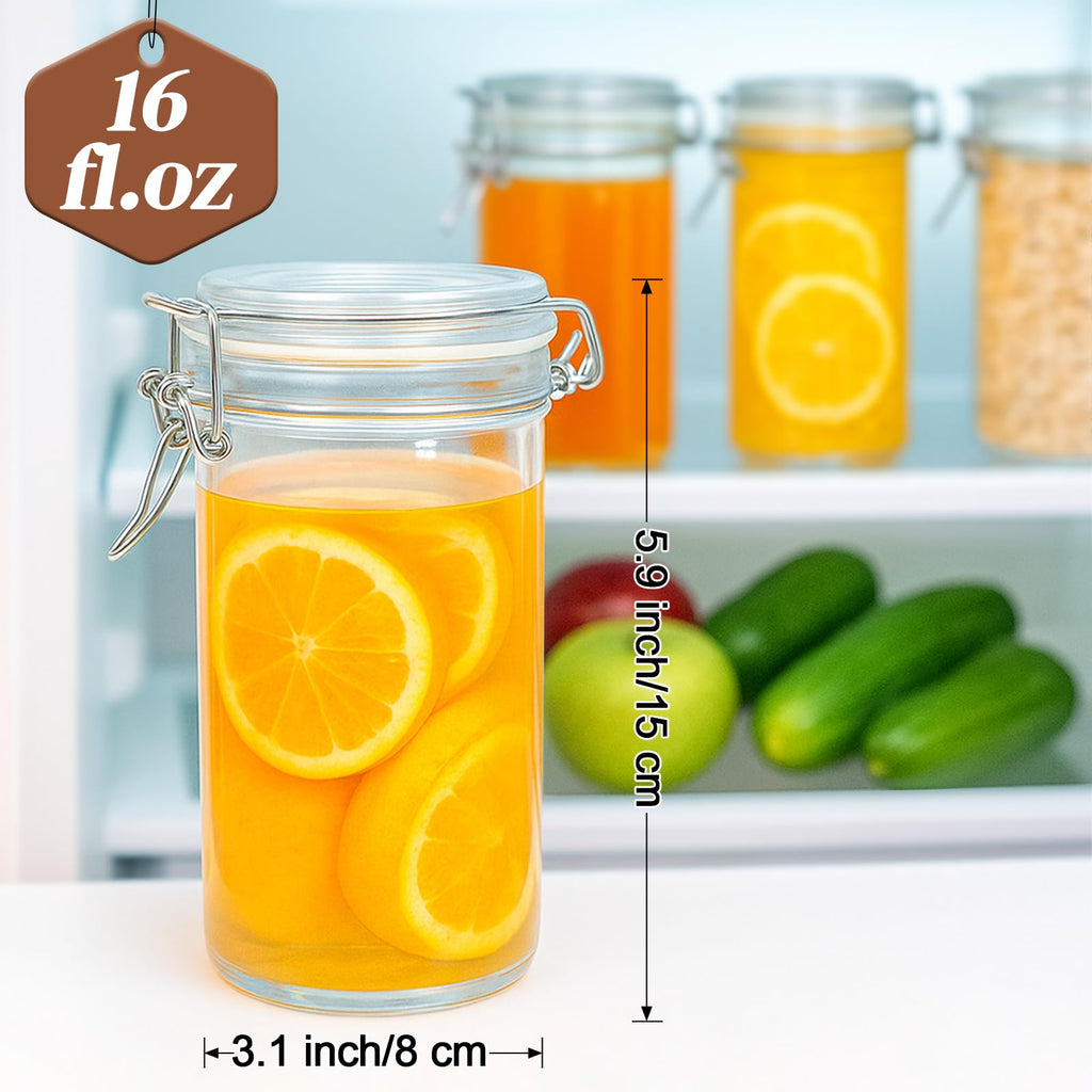 8 PCS 16 oz Glass Jars with Airtight Lid L838
