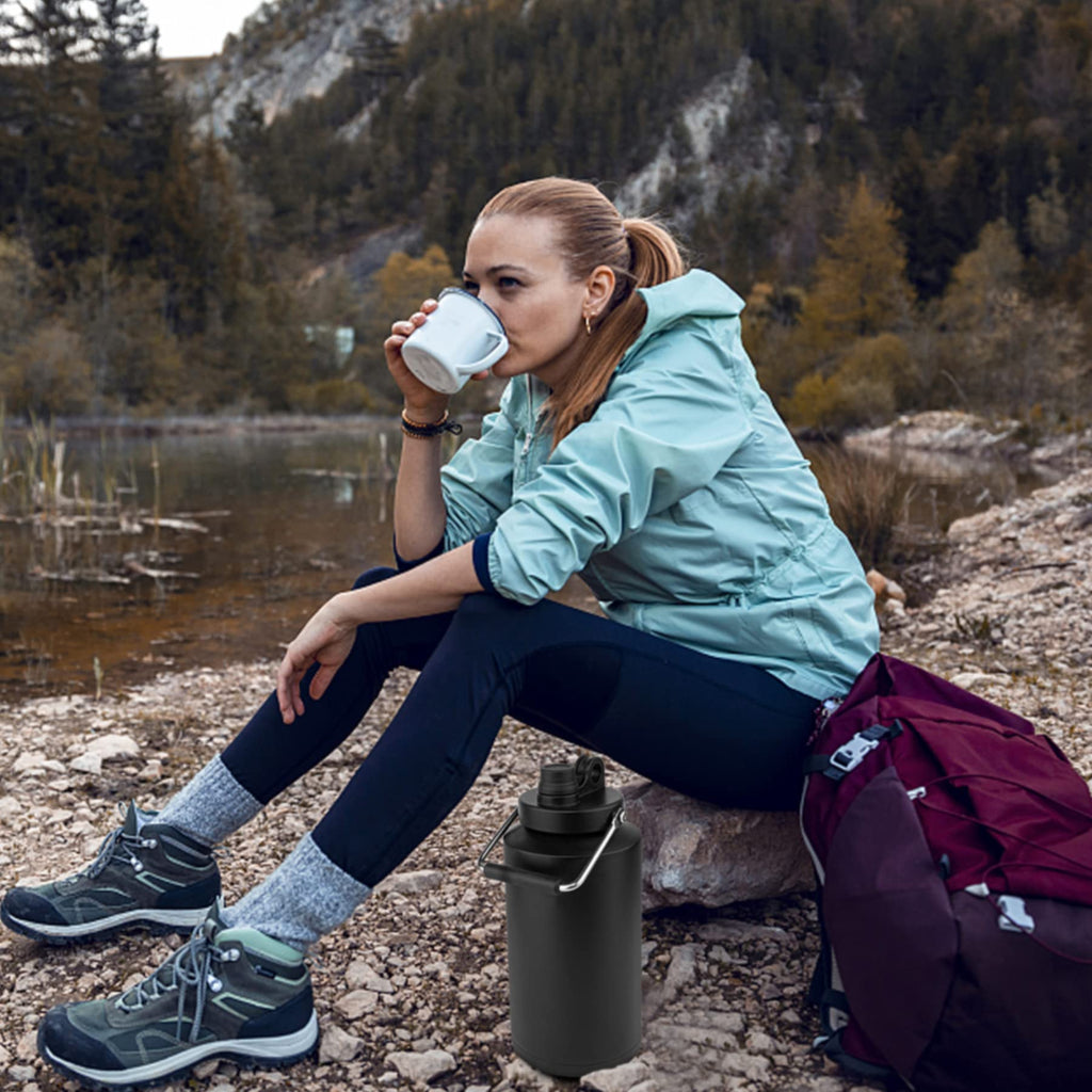 One Gallon 128oz Stainless Steel Insulated Water Bottle with Handle, Black E605969