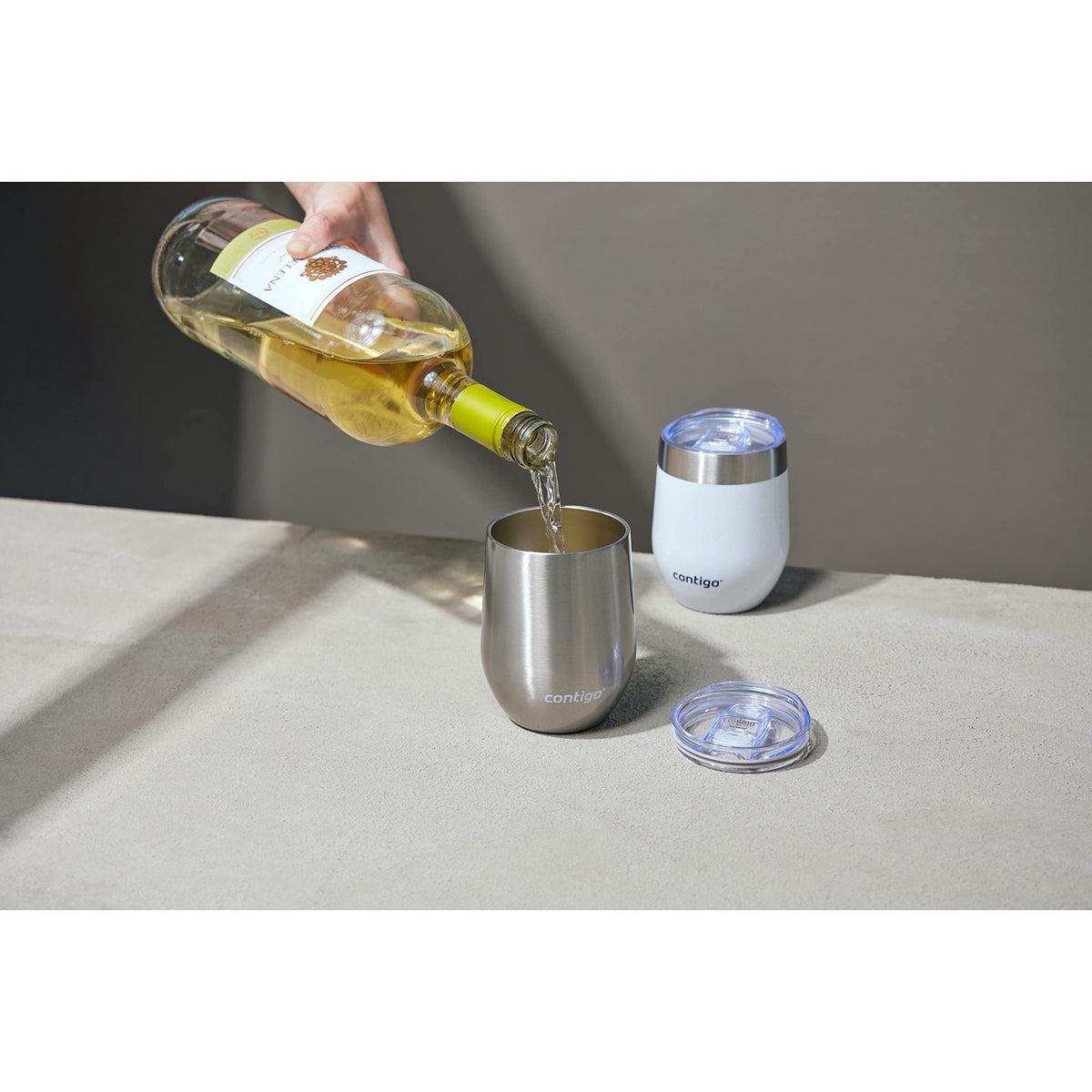 Stainless Steel Wine Tumbler with Splash-Proof Lid, 12oz., 2 Pack D2070