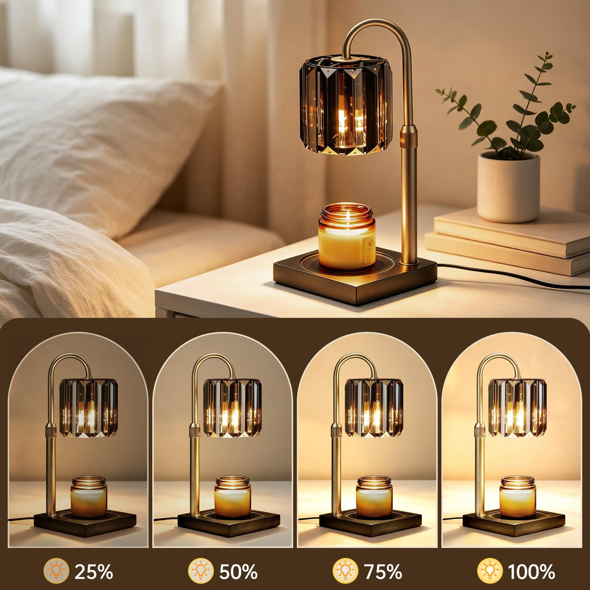 Black Dimmable Candle Warmer Lamp with Timer F5914