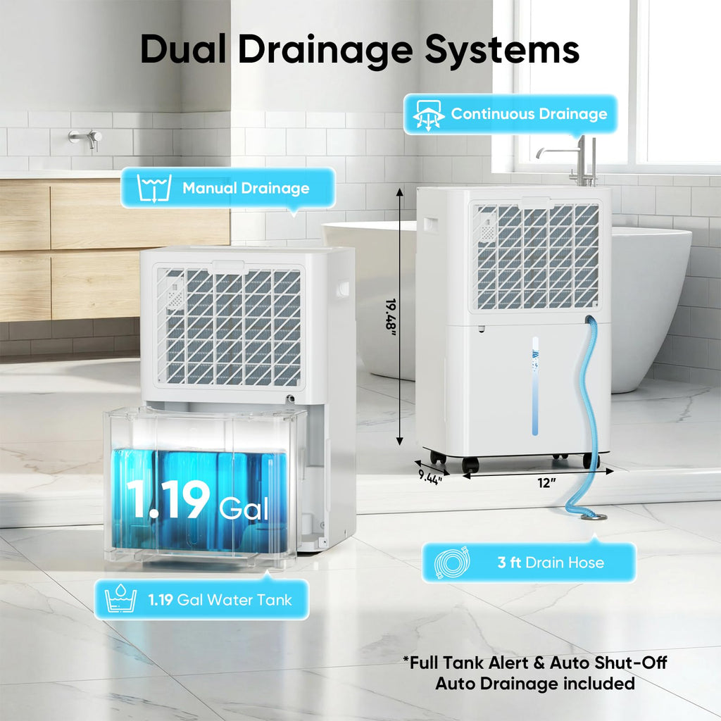 52-Pint 4,500 Sq Ft Dehumidifier with Drain Hose Q7261