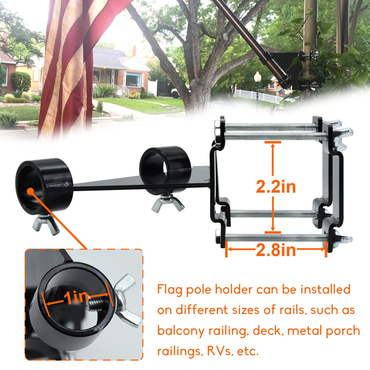 Flag Pole Mount Bracket 45 Degree No Drilling B4759