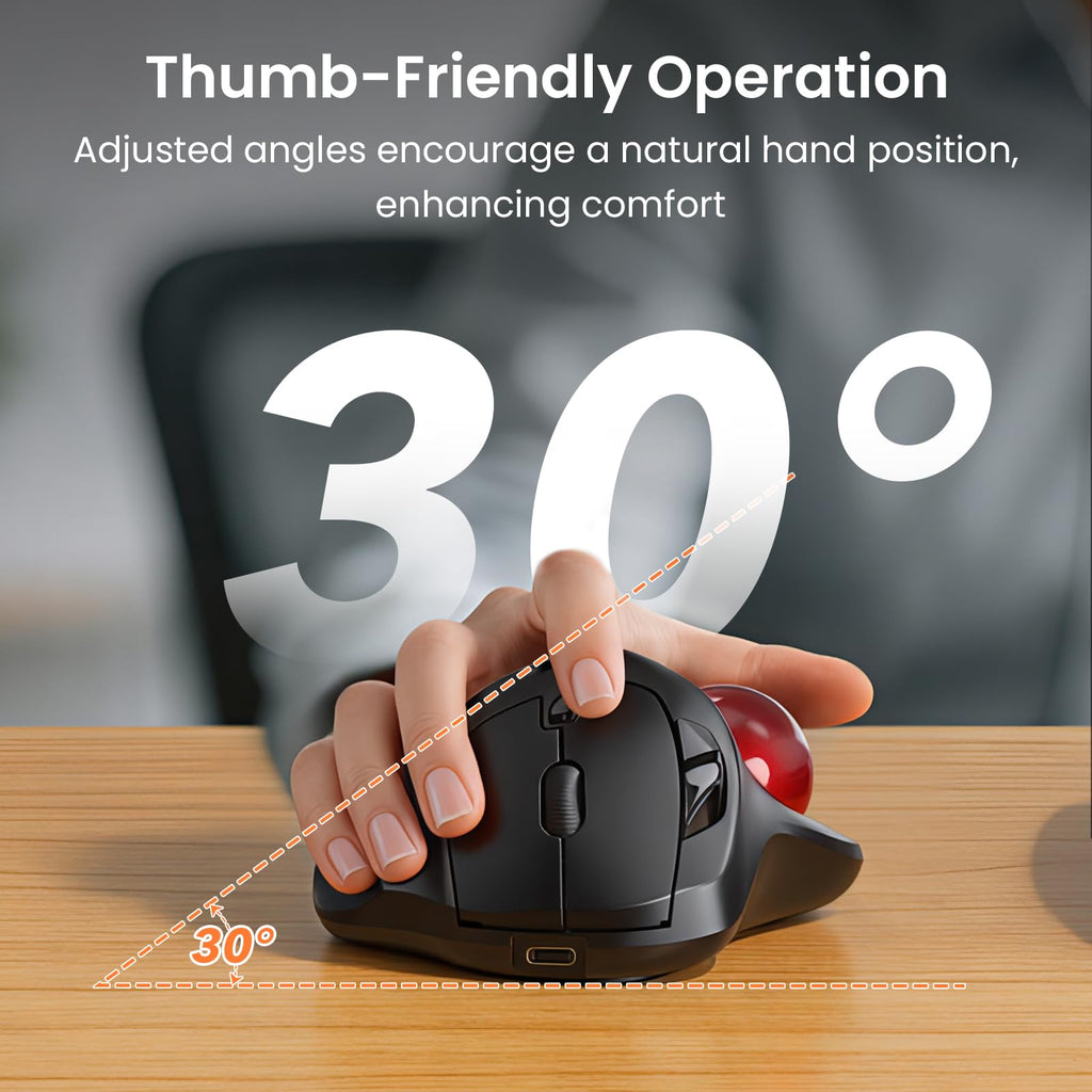 Wireless Rechargeable Thumb Control Trackball Mouse O392