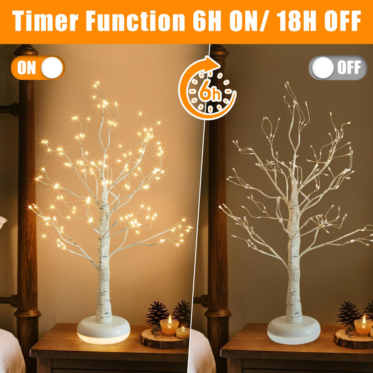 Birch Tree with Lights B62211