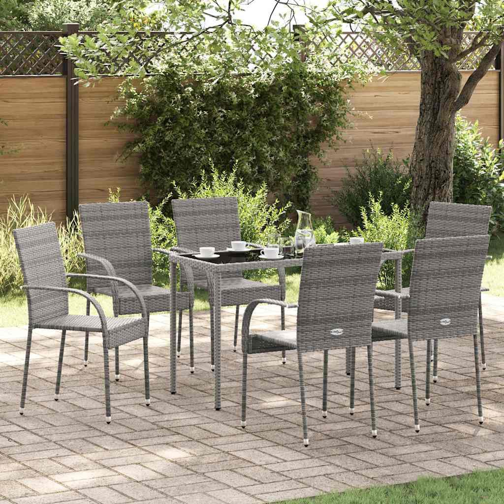 Grey 6 Pcs Poly Rattan Patio Dining Chairs P653