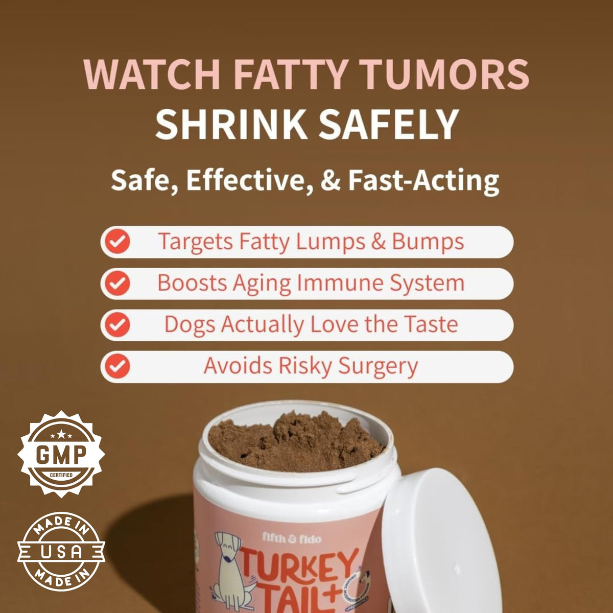 Turkey Tail Mushroom for Dogs Bacon Powder Probiotic T3781