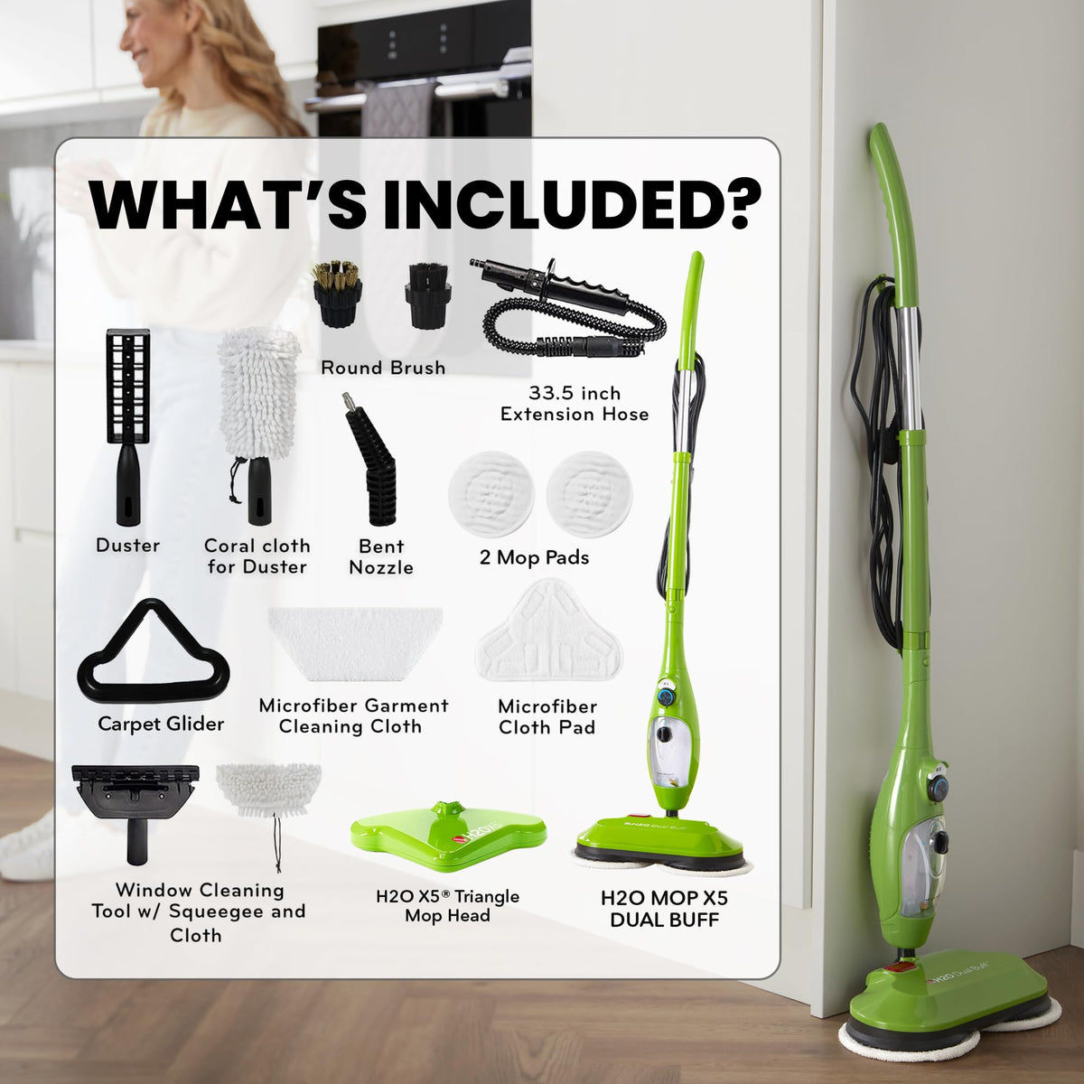 8 in 1 Handheld Steam Mop with 2 Washable Scrub Pads H194