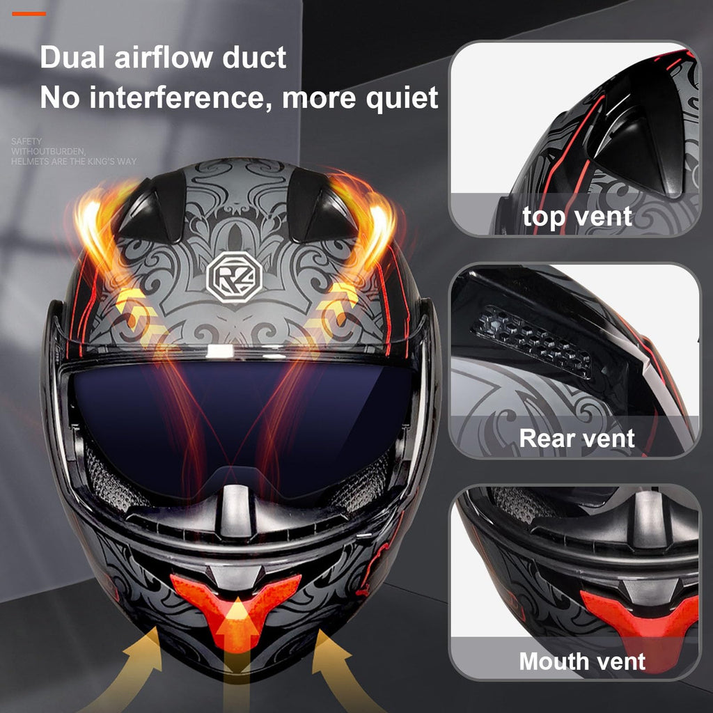 Modular Bluetooth Motorcycle Helmet DOT Approved Dual Visor Flip up H3491