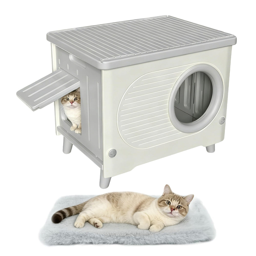 Weatherproof Elevated Outdoor Cat House with Cushion N6775